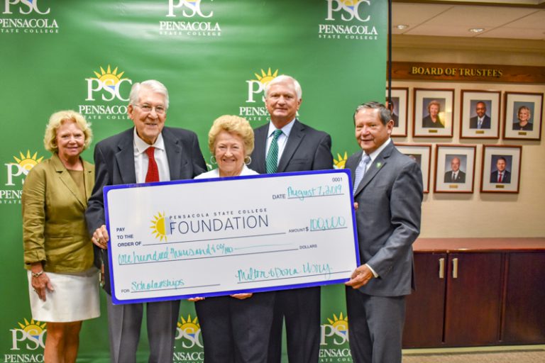 PSC Usry donation-edited-small- decorative image of PSC-Usry-donation-edited-small- , Dona and Milton Usry donate $100,000 to Pensacola State College  for scholarships 2019-08-07 12:15:48