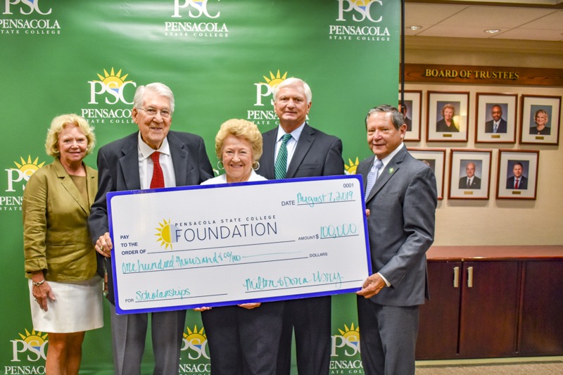 decorative image of PSC-Usry-donation-edited-small- , Dona and Milton Usry donate $100,000 to Pensacola State College  for scholarships 2019-08-07 12:15:48