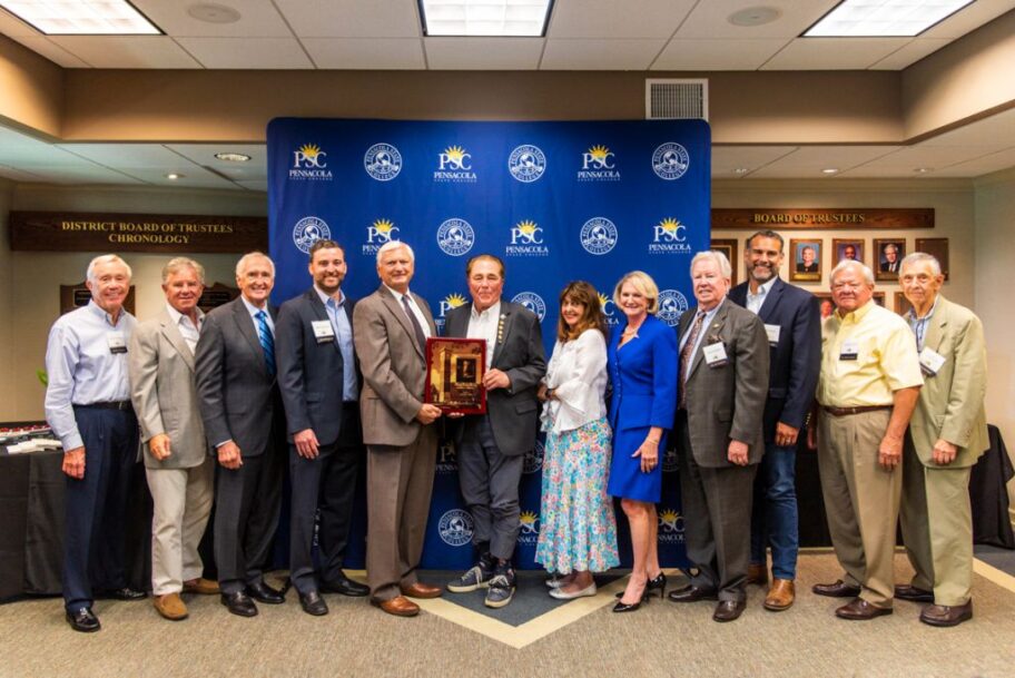 Pensacola State College Foundation Award Ceremony An image of James Reeves receiving the PSC Foundation Fellow honor for his support of the college.