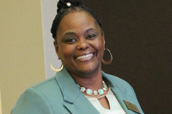 La'Krystal Neal-Williams speaking at Pensacola State College Foundation event.