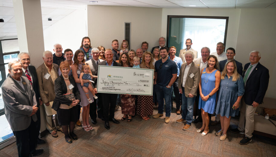 Pensacola State College Foundation Event Group photo of scholarship recipients and donors at Pensacola State College Foundation event.