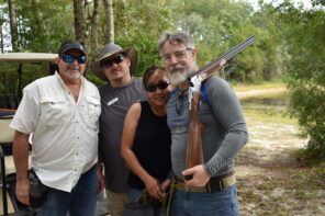 Outdoor shooting event at Day of Clays 2025 benefiting Pensacola State College Foundation.
