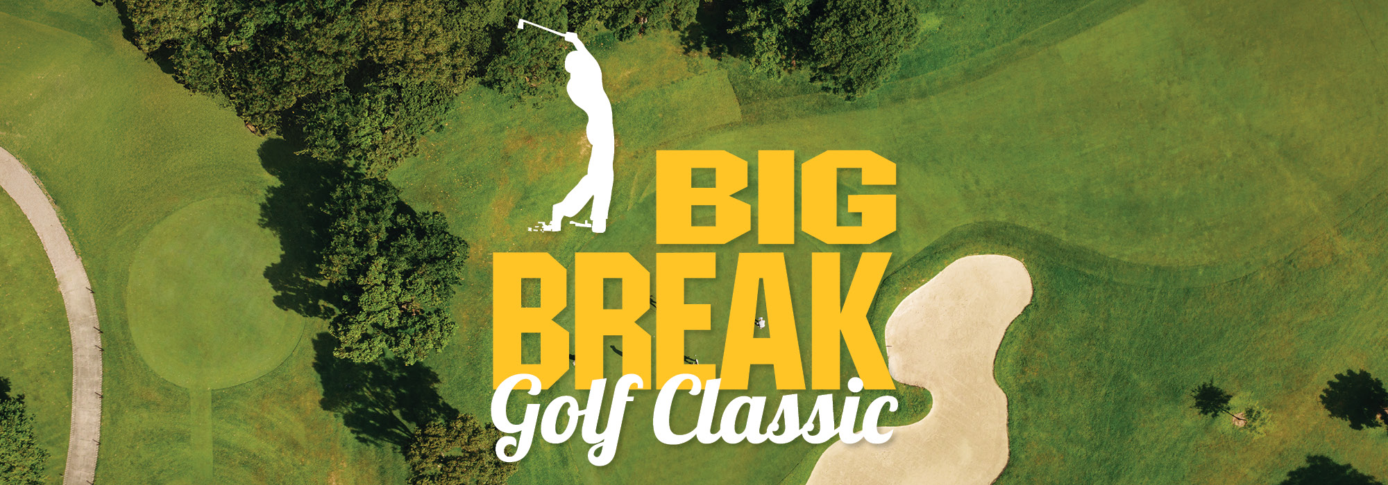 Decorative image of golf course with Big Break logo